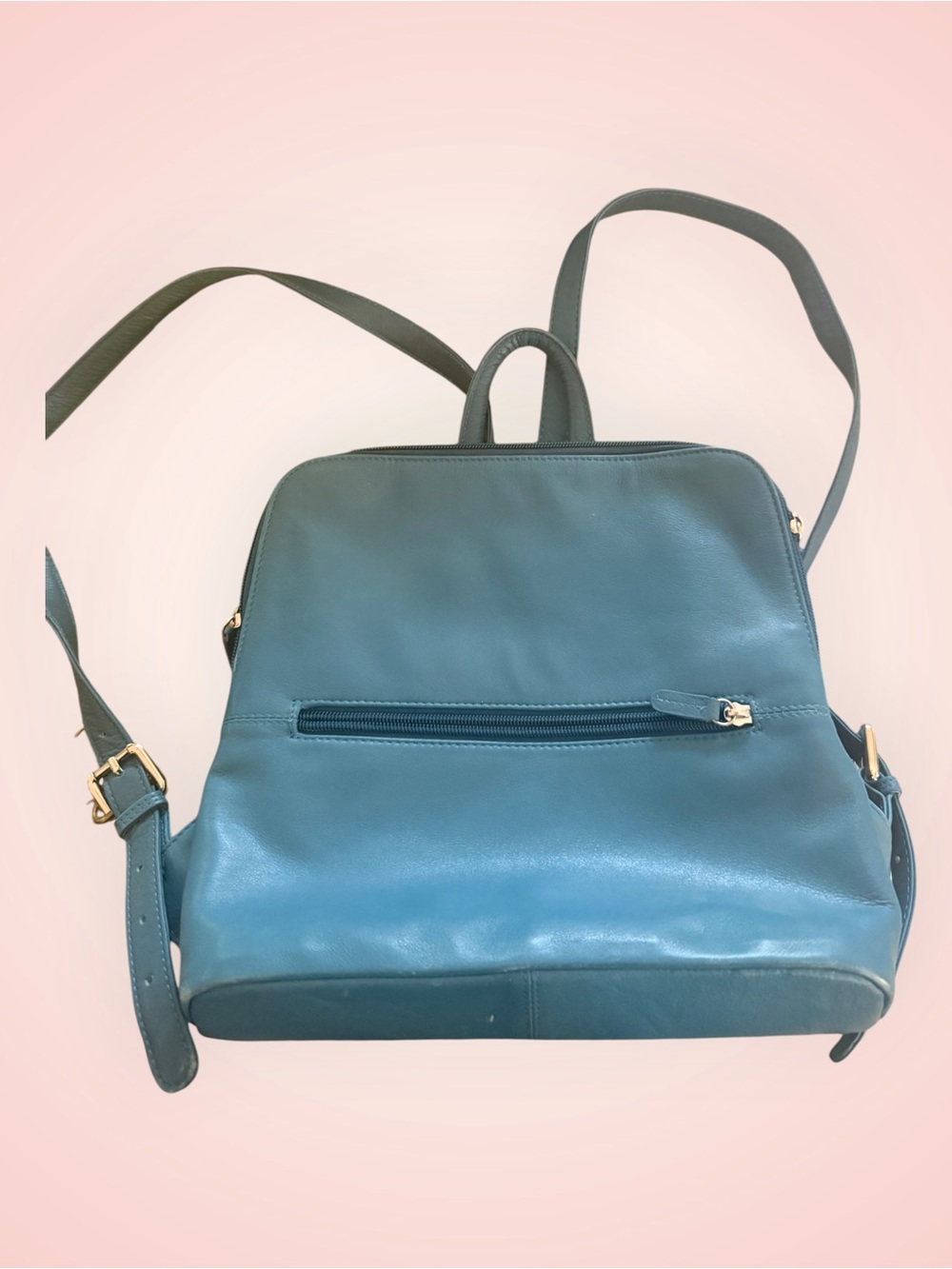 Teal Leather Women's Backpack Purse